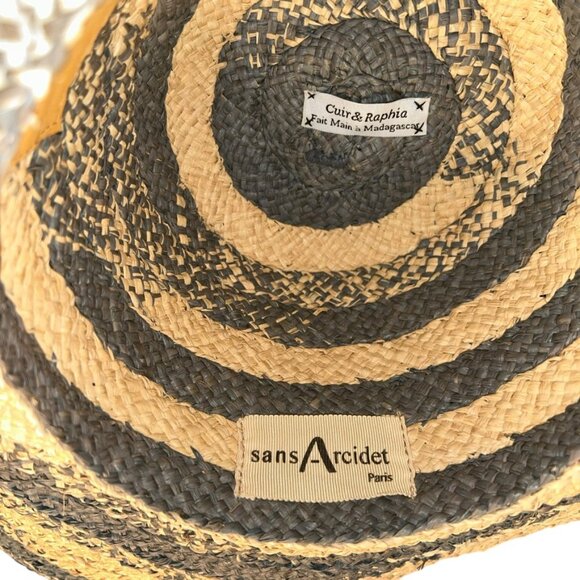 Sans Arcidet Paris straw gray large brim sun beach NEW hat RESORTWEAR madagasca main image 7